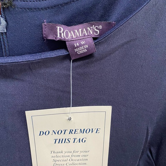 Roaman’s 2pc Navy Dress & Lace Cover Jacket 14W - Picture 11 of 14